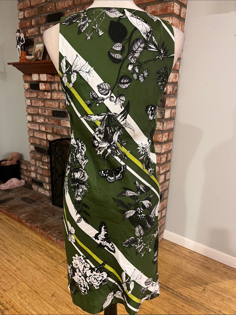 Talbots Olive Green Floral & Butterfly Midi Dress - Picture 5 of 6